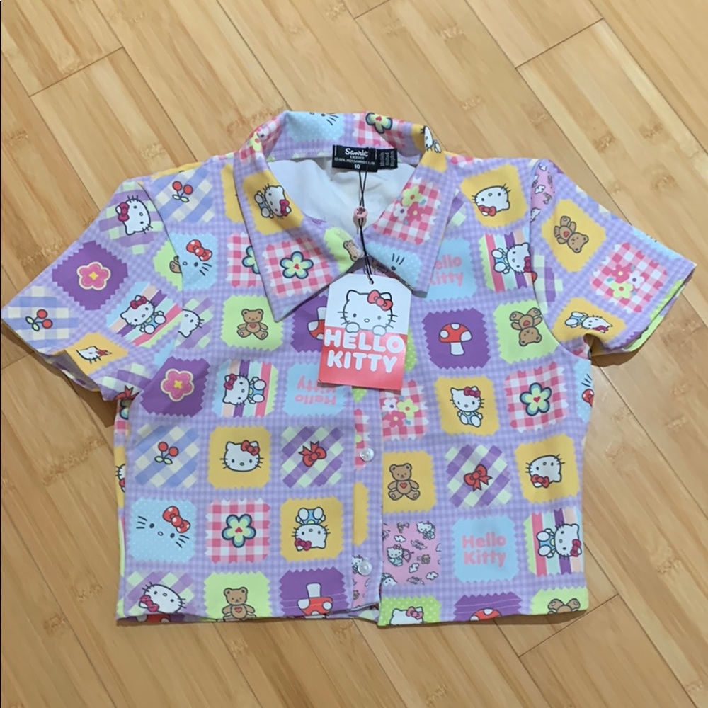 Girls Hello Kitty Button Down Shirt in purple